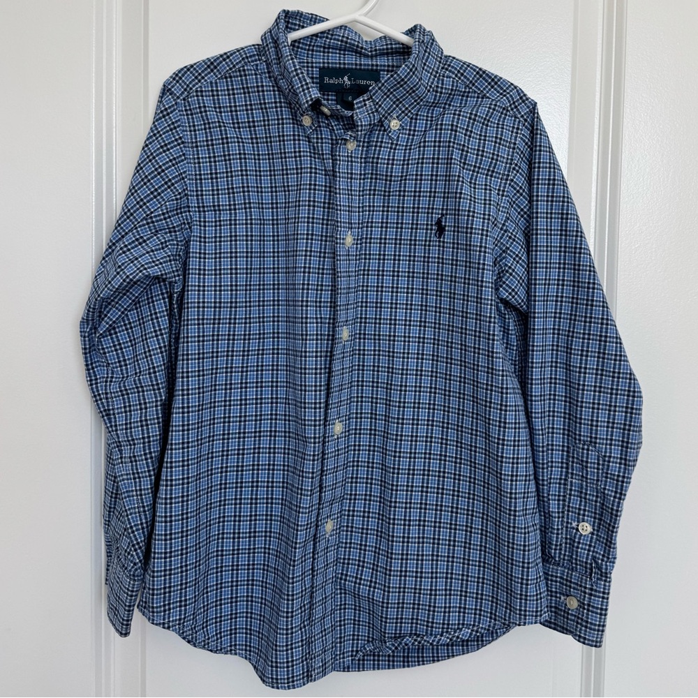 Ralph Lauren Boy's Blue Plaid Button Down Shirt